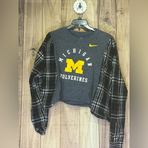 NWT Upcycled Michigan State Flannel Tee size medium to large - Picture 1 of 6